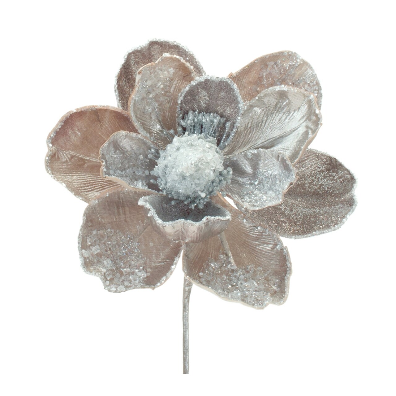 Melrose Beaded Magnolia Floral Artificial Christmas Stems - 28" - Set of 2